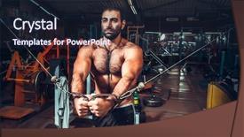  Presentation with builder - PPT theme with body builder working out at gym background and a wine colored foreground