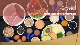  Presentation with food body - Beautiful slide set featuring meat dairy dietary supplement powders backdrop and a tawny brown colored foreground