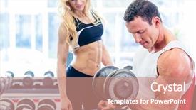  Presentation with weight lifting - PPT theme with body building - couple in fitness gym background and a  colored foreground