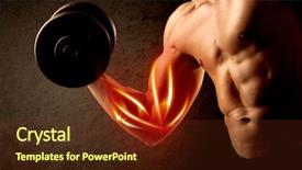  Presentation with body building - Audience pleasing presentation theme consisting of body building - fit bodybuilder lifting weight backdrop and a tawny brown colored foreground