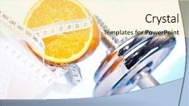  Presentation with dumbell - Amazing theme having body building - fitness dumbell backdrop and a blonde colored foreground