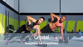  Presentation with body building - Beautiful presentation theme featuring body building - gym man and woman push-up backdrop and a seafoam green colored foreground
