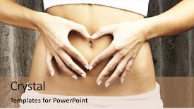  Presentation with healthy - Presentation theme enhanced with body building - healthy woman doing heart symbol background and a coral colored foreground