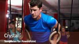  Presentation with gym - Colorful slide set enhanced with body building - man in gym exercising backdrop and a  colored foreground