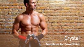  Presentation with boxer - Cool new slide deck with body building - muscle boxer man with fist backdrop and a coral colored foreground