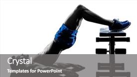  Presentation with office ergonomics man worker exercising - Presentation design consisting of body building - one caucasian man exercising fitness background and a gray colored foreground