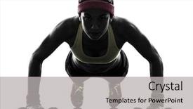  Presentation with workout - Audience pleasing presentation theme consisting of body building - one woman exercising fitness workout backdrop and a light gray colored foreground