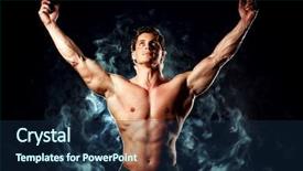  Presentation with handsome - Presentation design enhanced with body building - portrait of a handsome muscular background and a navy blue colored foreground