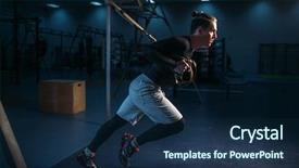  Presentation with endurance - Slide deck featuring body building - sportsman on training endurance workout background and a navy blue colored foreground