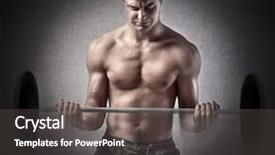  Presentation with lifting weights - Slide deck consisting of body building - strong muscular man lifting weights background and a dark gray colored foreground