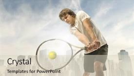 Presentation with tennis - Colorful presentation enhanced with body building - young man playing tennis backdrop and a soft green colored foreground