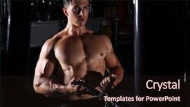  Presentation with elderly people exercise patient training - Audience pleasing PPT layouts consisting of body building - young man training on exercise backdrop and a  colored foreground