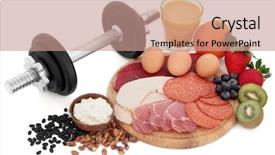  Presentation with food body - Slide deck enhanced with proteinas - health and body building high background and a coral colored foreground