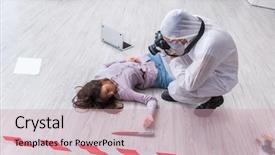  Presentation with forensic - Theme enhanced with body camera police - forensic investigator at the crime background and a soft green colored foreground