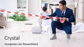  Presentation with crime scene - Audience pleasing PPT layouts consisting of body camera police - forensics investigator at the scene backdrop and a white colored foreground