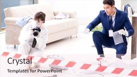  Presentation with crime scene - Cool new slide deck with body camera police - forensics investigator at the scene backdrop and a lemonade colored foreground