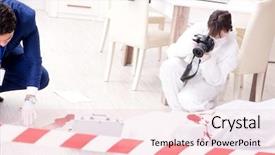  Presentation with crime scene - Colorful presentation design enhanced with body camera police - forensics investigator at the scene backdrop and a lemonade colored foreground