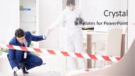  Presentation with crime scene - Audience pleasing slide set consisting of body camera police - forensics investigator at the scene backdrop and a white colored foreground