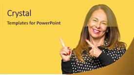  Presentation with helping others two hands woman - Colorful presentation design enhanced with body cameras - beautiful middle age woman wearing backdrop and a  colored foreground