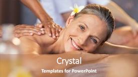  Presentation with senior spa - Theme enhanced with body cameras - happy senior woman getting oil background and a coral colored foreground