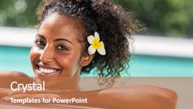  Presentation with hair spa - Cool new PPT theme with body cameras - portrait of young black woman backdrop and a coral colored foreground