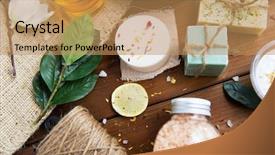  Presentation with beauty product - Slide deck with body care cosmetic product background and a coral colored foreground