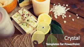  Presentation with wellness products - Beautiful PPT layouts featuring body care cosmetic products backdrop and a tawny brown colored foreground