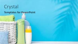  Presentation with product - PPT layouts with body-care-items-and-bathroom background and a  colored foreground