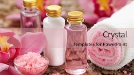  Presentation with body - Theme having body care products or spa background and a coral colored foreground