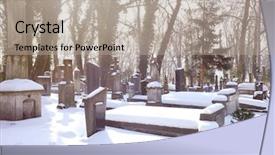  Presentation with winter and transition - Beautiful presentation design featuring body christ - cemetery with tombstones in winter backdrop and a mint green colored foreground