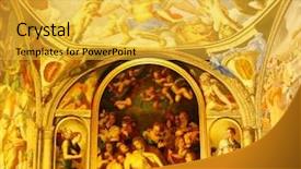  Presentation with italy - PPT theme having body christ - fresco in palazzo vecchio florence background and a yellow colored foreground