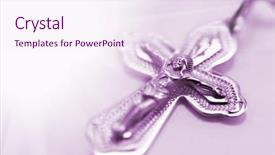  Presentation with christ - Amazing PPT layouts having body christ - gold cross and chain closeup backdrop and a sky blue colored foreground