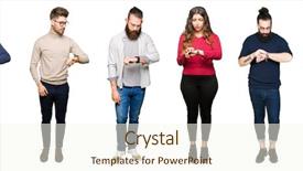  Presentation with people collage - Amazing PPT theme having body clock - collage of people over white backdrop and a  colored foreground