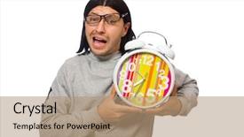  Presentation with morning show - Slides with body clock - funny man waking up background and a coral colored foreground