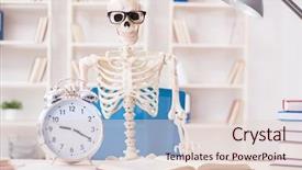  Presentation with skeleton - Beautiful PPT theme featuring body clock - skeleton businessman working backdrop and a lemonade colored foreground