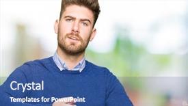  Presentation with bussines - Slide deck with body clock - young handsome bussines man background and a  colored foreground