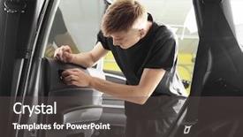  Presentation with car door - Slides featuring body compartments - auto mechanic fixing car door background and a  colored foreground