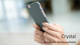  Presentation with sms - PPT layouts having body compartments - woman sending sms on mobile background and a  colored foreground