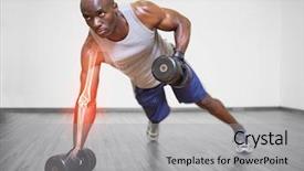  Presentation with lifting weights - Presentation design with body composition - digital composite of highlighted arm background and a light gray colored foreground