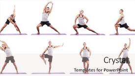  Presentation with exercises - Audience pleasing theme consisting of body composition - man doing exercises on white backdrop and a lemonade colored foreground