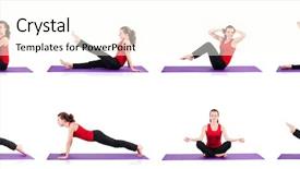  Presentation with exercise kids kid doing fitness - Theme featuring body composition - young female doing exercises background and a  colored foreground