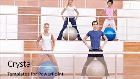  Presentation with club - Beautiful slides featuring body coordination - attractive young people in fitness backdrop and a  colored foreground