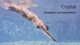  Presentation with air bubbles - Cool new presentation theme with body coordination - female swimmer after jumping backdrop and a light blue colored foreground