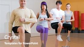  Presentation with step - Theme with body coordination - group of healthy people background and a coral colored foreground