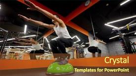  Presentation with exercise kids kid doing fitness - Colorful PPT theme enhanced with body coordination - man doing squatting exercises backdrop and a tawny brown colored foreground