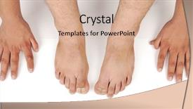  Presentation with human foot - Beautiful presentation design featuring human hands and foot backdrop and a soft green colored foreground