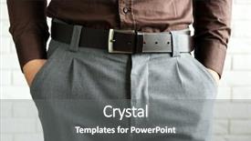  Presentation with well - Audience pleasing presentation theme consisting of body detail of well-dressed man close-up backdrop and a gray colored foreground