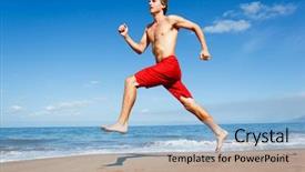  Presentation with training aspire man running - Presentation theme consisting of body excercise - physically fit man running background and a  colored foreground