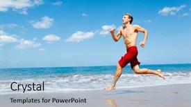  Presentation with training aspire man running - Slide set having body excercise - physically fit man running background and a light blue colored foreground