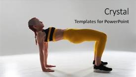  Presentation with yellow - Colorful PPT layouts enhanced with body excercise - sportswoman in yellow excercising backdrop and a  colored foreground